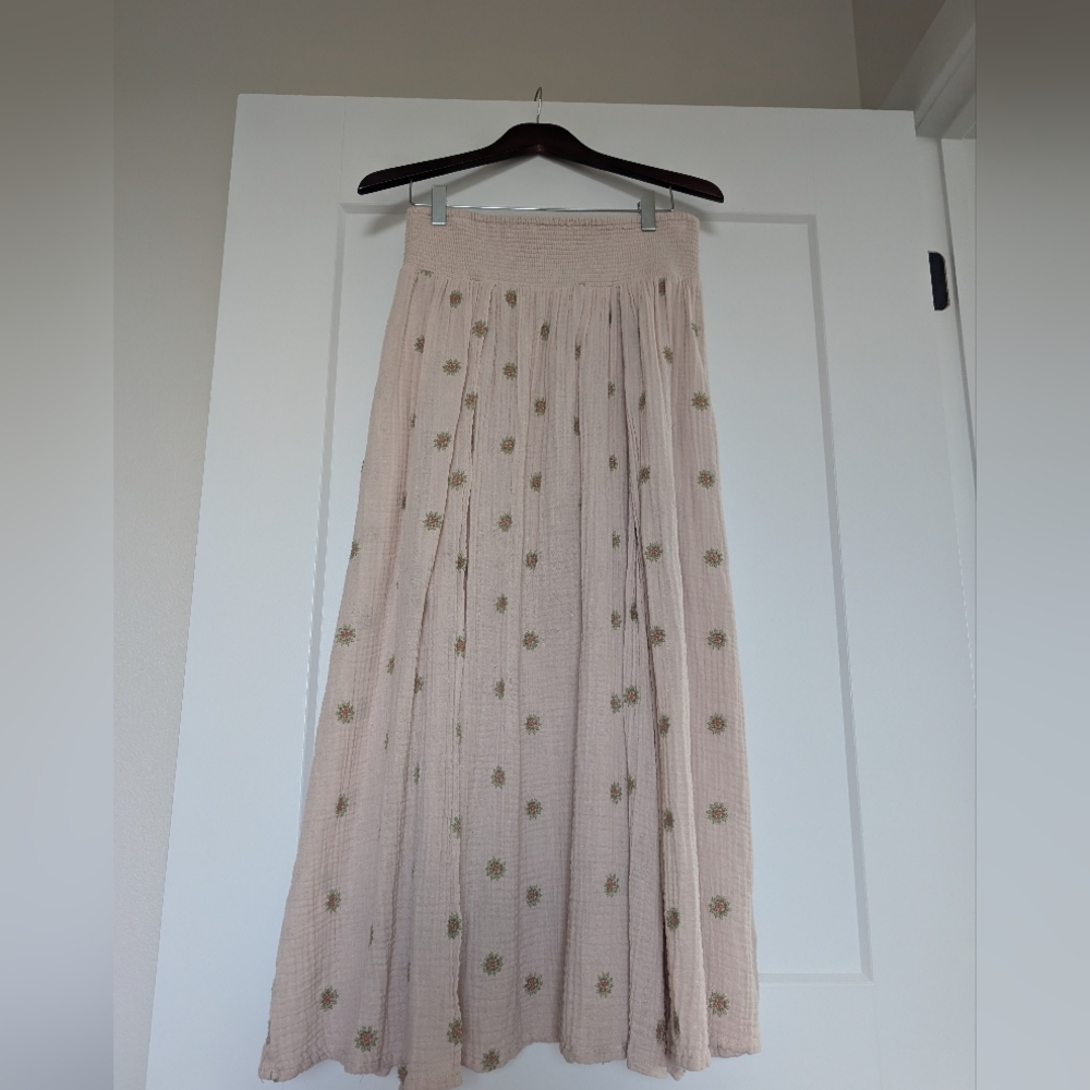 Free People Cream Floral Maxi Skirt